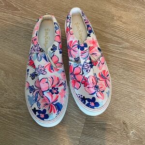 Lilly Pulitzer Pink and Blue Floral Julie Mule Sneakers - BNWOT